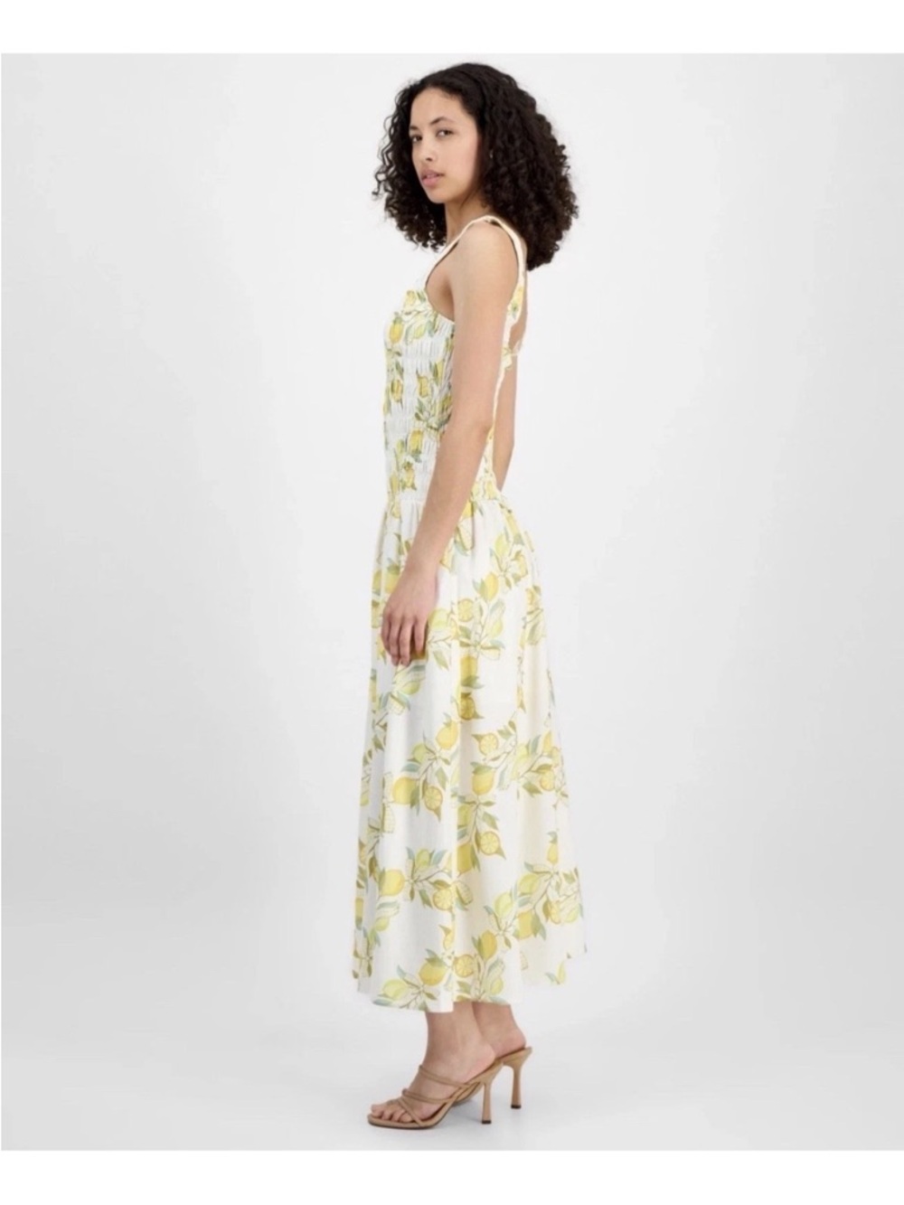 Avec Les Filles White Maxi Dress with Yellow Lemon & Green Leaf Print - Picture 3 of 14
